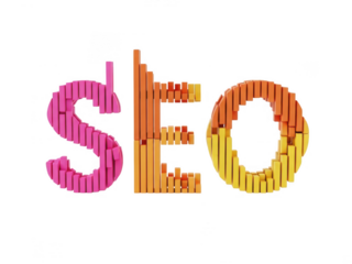 Creative 3d pixel art representation of seo acronym with colorful blocks isolated on transparent background