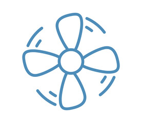 Ventilation fan line icon, air circulation and cooling system symbol, climate control, airflow and HVAC equipment for indoor environment isolated on white background flat vector illustration.