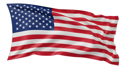 Waving American Flag isolated on transparent background