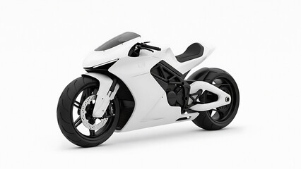 White futuristic motorcycle with sleek aerodynamic on white background transparent background