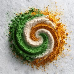 Creative Indian Tricolor Flag Made of Powder/Flowers
