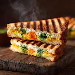 Toasted Bread with Saffron White and Green Fillings