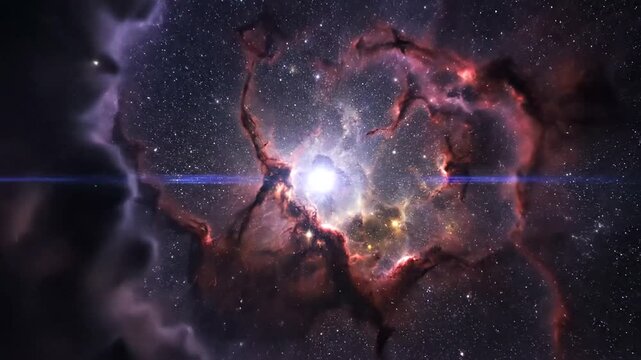 Cosmic Nebula with Stars and Gas Clouds.