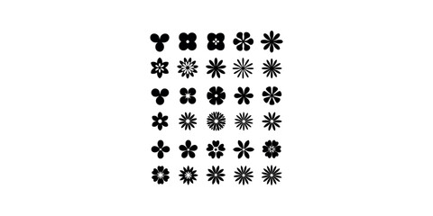 Geometric flower symbols collection for minimalist floral logos and decorative patterns art