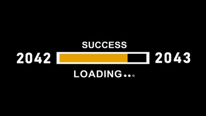 New year 2042 to 2043 progress bar loading, Progress Business Concept ,growth strategy, business planning ,alongside a success loading bar. Almost reaching New Year on black background .