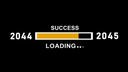 New year 2044 to 2045 progress bar loading, Progress Business Concept ,growth strategy, business planning ,alongside a success loading bar. Almost reaching New Year on black background .