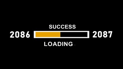 New year 2086 to 2087 progress bar loading, Progress Business Concept ,growth strategy, business planning ,alongside a success loading bar. Almost reaching New Year on black background .