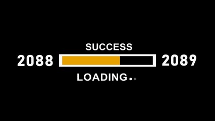 New year 2088 to 2089 progress bar loading, Progress Business Concept ,growth strategy, business planning ,alongside a success loading bar. Almost reaching New Year on black background .