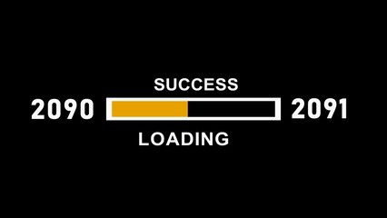 New year 2090 to 2091 progress bar loading, Progress Business Concept ,growth strategy, business planning ,alongside a success loading bar. Almost reaching New Year on black background .