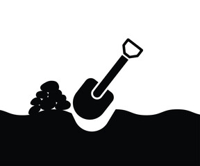 Digging icon design in flat style. Shovel dig hole icon vector. Digging icon vector simple element illustration.