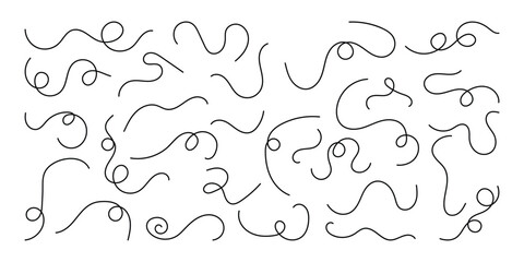 Abstract Hand Drawn Wavy squiggle line. Vector swirl lines. Thin line squiggle wavy shapes. Curve wave seamless pattern.