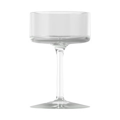 Modern minimalist coupe glass with a wide bowl and slender stem on a white background © changnam37