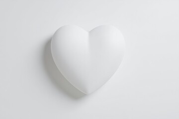 Fototapeta premium White heart pillow casting soft shadow, minimalist Valentine home decor mockup, cozy fabric texture, neutral wall backdrop, product styling for gift packaging and branding