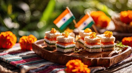 Serving Platter with Colorful Vegetable Sandwiches
