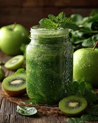 Macro Shot of Green Vitamin Smoothie Texture