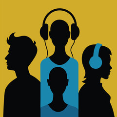 silhouette of a man with headphones