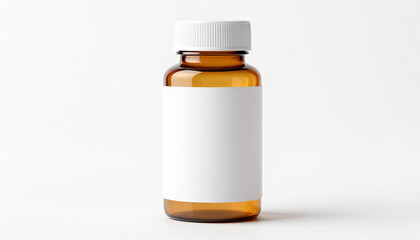 Minimalist amber glass vial, ideal for medicine, cosmetics, or essential oil product mockups