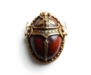 Egyptian Scarab Amulet Isolated on White