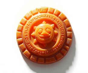 Aztec Sunstone Replica Isolated on White