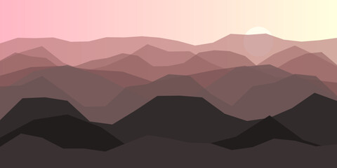Serene mountain range at sunset
