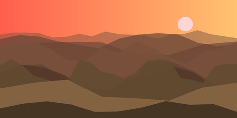 Sunset over mountain range