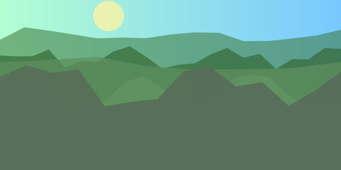 Serene mountain range under clear sky © Rahana 