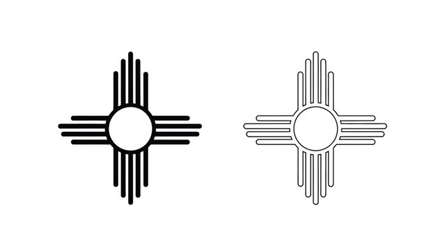 Two depictions of the new mexico state flag symbol black and outlined