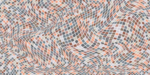 Mosaic wavy pattern. Abstract background formed by rectangles of different colors and transparency. Vector illustration in pixel art style