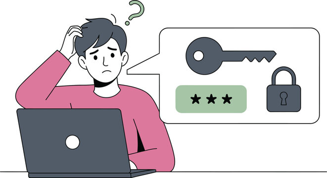 Confused man with password issues