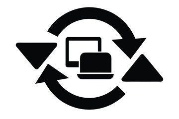 sync icon silhouette vector