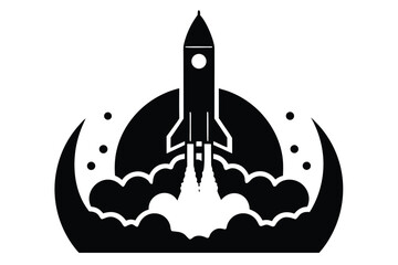 rocket launch icon silhouette vector