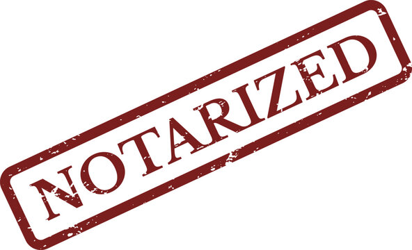 Notarized Rubber Stamp Vector &ndash; Red Grunge Legal Certification Label