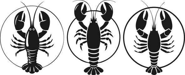 Cooked lobster cartoon served on white plate gourmet seafood cuisine illustration design graphic icon concept
