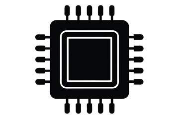 cpu processor icon silhouette vector