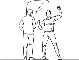 Continuous Line Art Self Reflection Personal Growth And Motivation Concept Illustration