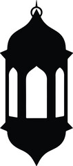 Illustration black Islamic Ramadan decorative lantern silhouette vector