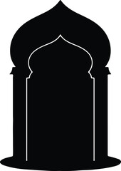Illustration traditional Islamic arch window frame silhouette vector