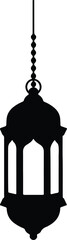 Illustration traditional Islamic hanging lantern light decoration silhouette vector
