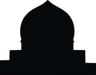 Illustration traditional Islamic mosque dome architecture building silhouette vector