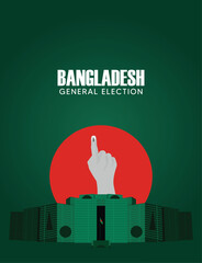 Bangladesh General Election Vector Poster With Voting Symbol And National Colors