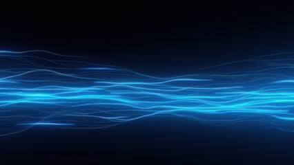 Digitally generated blue light stripes moving fast over black background creating dynamic futuristic motion