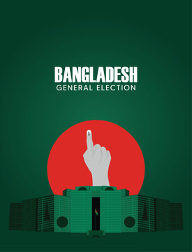 Bangladesh General Election Vector Poster With Voting Symbol And National Colors