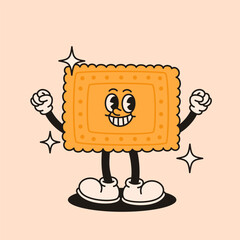 Mascot cookie character in retro groovy style.