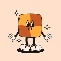 Mascot cookie character in retro groovy style.