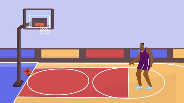 Basketball Player Athlete Free Throw Shot 2D Flat Design Animation