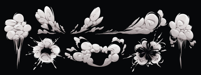 Dynamic White Smoke Bursts Forming Abstract Shapes. © Neko funny