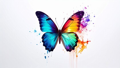 Fototapeta premium Vibrant Watercolor Butterfly - A Symbol of Transformation and Beauty.