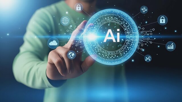 Artificial intelligence concept in technology with futuristic digital network and icons - Powered by Adobe