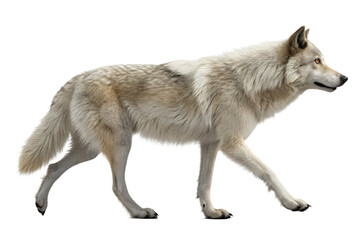 Obraz premium Realistic domestic dog, full body, walking pose, natural motion, realistic proportions, clean detailed fur texture, soft studio lighting, eye level view, centered composition, isolated on transparent 