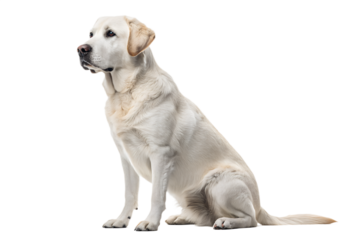 Realistic domestic dog, full body, sitting pose, calm neutral position, realistic proportions, clean detailed fur texture, soft studio lighting, eye level view, centered composition, isolated on trans